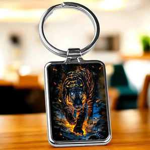 Porte Clé Tigre Lave illustré à la main en Anjou
