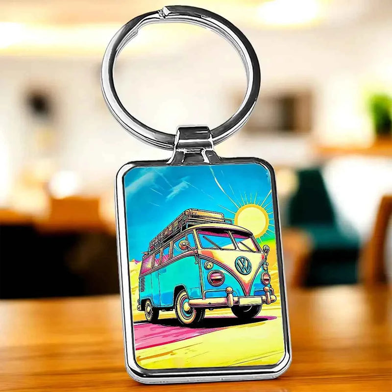 Porte Clé Combi Volkswagen illustré à la main en Anjou
