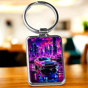 Porte Clé Voiture Américaine illustré à la main en Anjou