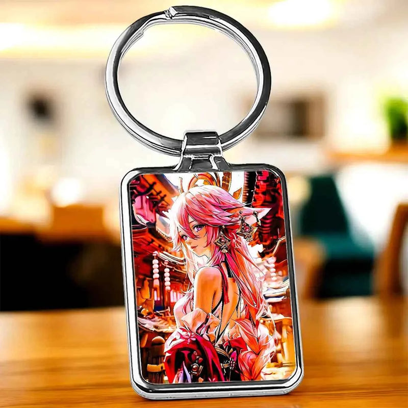 Porte-clé Yae Miko Genshin Impact illustré à la main en Anjou
