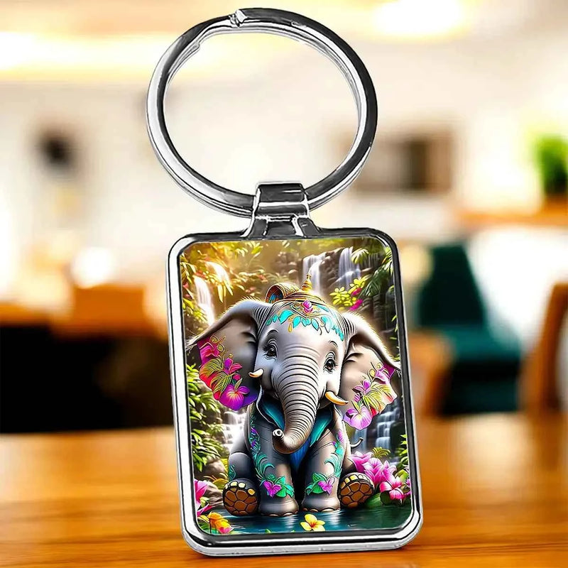Porte Clé Éléphant Bébé illustré à la main en Anjou