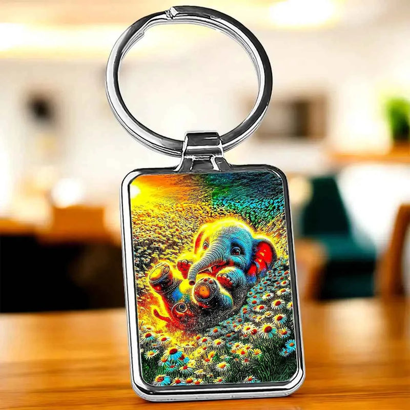 Porte Clé Éléphanteau illustré à la main en Anjou