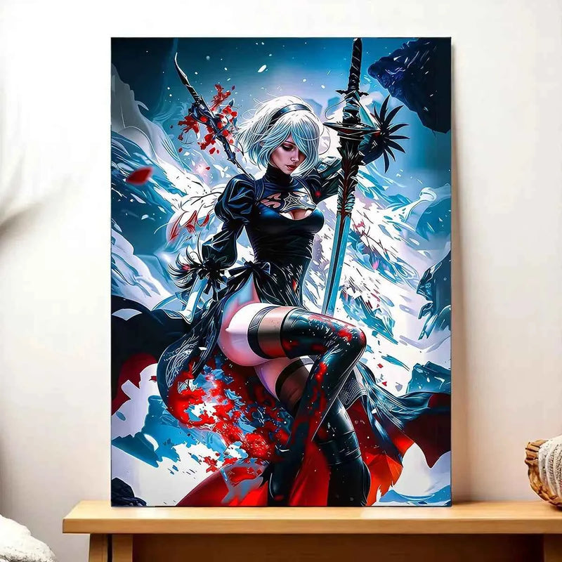Tableau 2B Nier Automata illustré à la main en Anjou