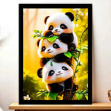 Cadre Noir Bébés Pandas illustré à la main en Anjou