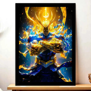 Poster All Might My Hero Academia illustré à la main en Anjou