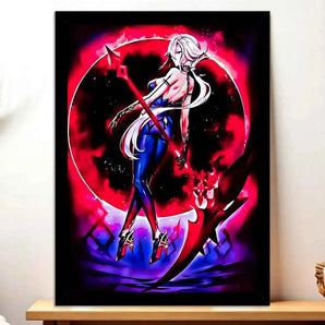 Affiche Arlecchino Genshin Impact illustrée à la main en Anjou
