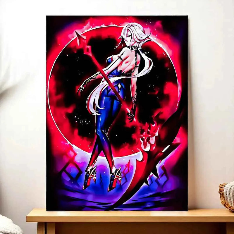 Tableau Arlecchino Genshin Impact illustré à la main en Anjou