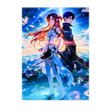 Poster Asuna et Kirito Sword Art Online illustré à la main en Anjou