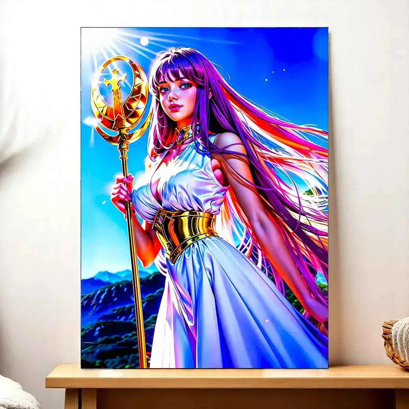 Affiche Athéna Saint Seiya illustrée à la main en Anjou