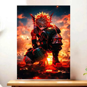 Affiche Bakugo My Hero Academia illustrée à la main en Anjou