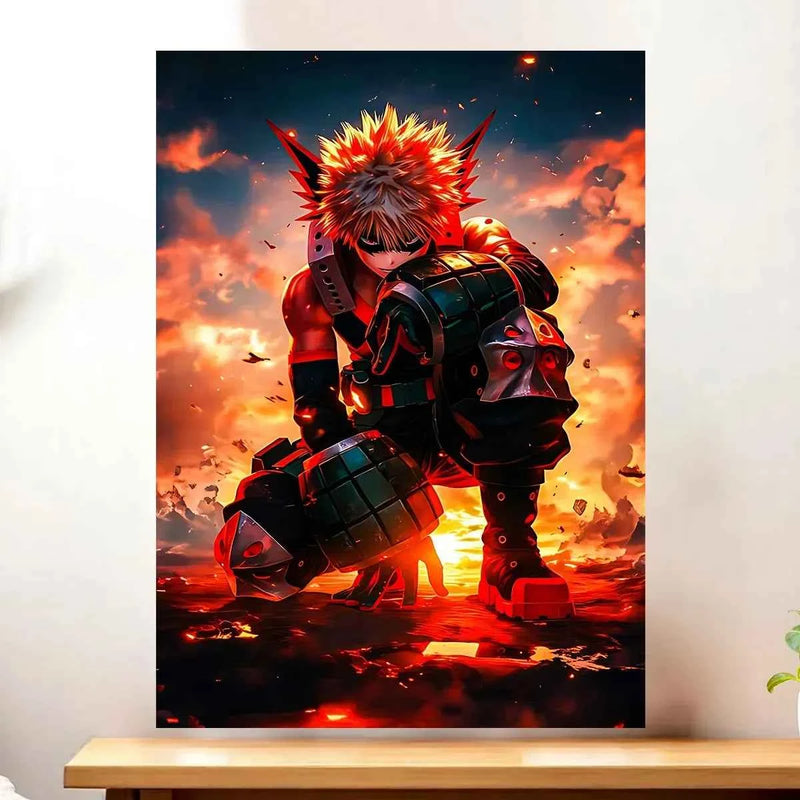 Affiche Bakugo My Hero Academia illustrée à la main en Anjou