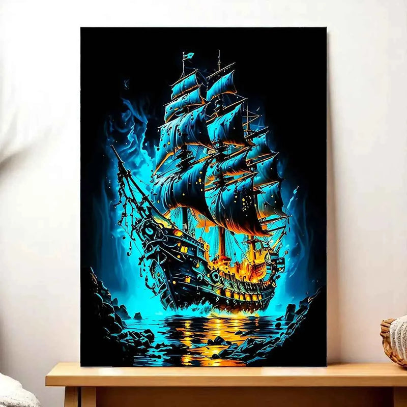 Tableau Bateau Pirate illustré à la main en Anjou