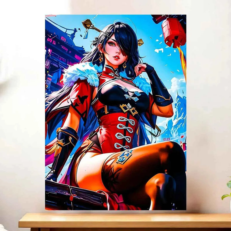 Affiche Beidou Genshin Impact illustrée à la main en Anjou