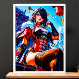 Cadre Blanc Beidou Genshin Impact illustré à la main en Anjou