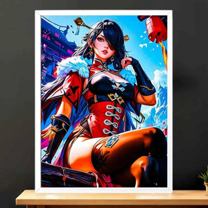 Cadre Blanc Beidou Genshin Impact illustré à la main en Anjou
