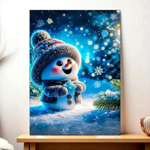 Tableau Bonhomme de Neige Mignon illustré à la main en Anjou