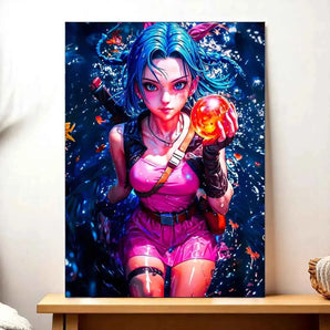 Affiche Bulma Dragon Ball illustrée à la main en Anjou