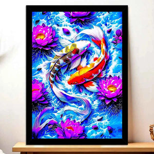 Tableau Carpe Koi illustré à la main en Anjou