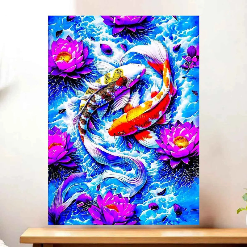 Tableau Carpe Koi illustré à la main en Anjou