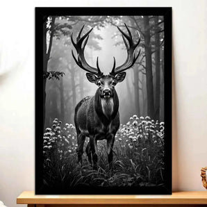 Tableau Cerf Noir et Blanc