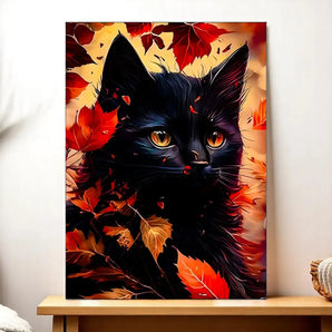 Tableau Chat Automne illustré à la main en Anjou