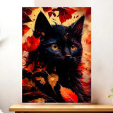 Affiche Chat Automne illustrée à la main en Anjou