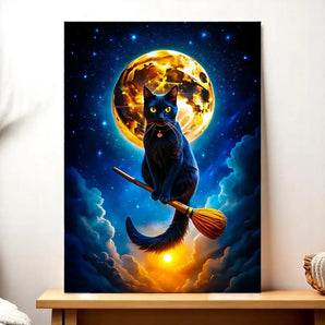 Tableau Chat Balais illustré à la main en Anjou