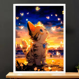 Cadre Blanc Chat Dessin illustré à la main en Anjou