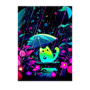 Poster Chat Néon illustré à la main en Anjou