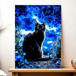 Tableau Chat Noir illustré à la main en Anjou