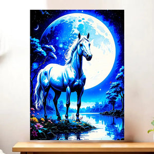 Affiche Cheval Blanc illustrée à la main en Anjou