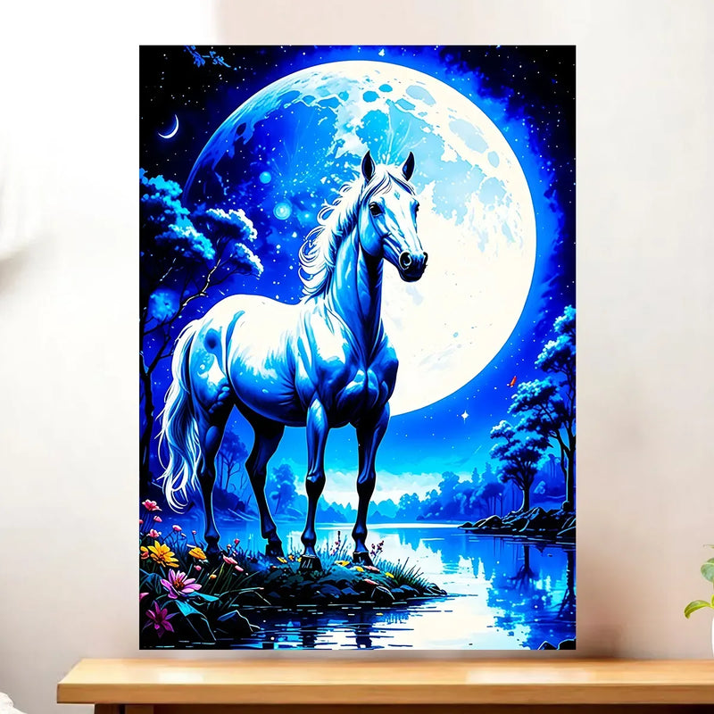 Affiche Cheval Blanc illustrée à la main en Anjou