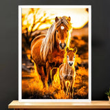 Cadre Blanc Cheval Famille illustré à la main en Anjou