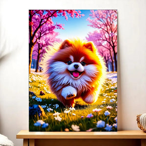 Tableau Chien Fluffy illustré à la main en Anjou