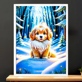 Cadre Blanc Chien Neige