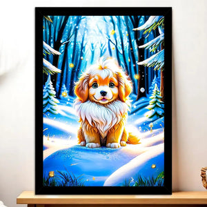 Cadre Noir Chien Neige