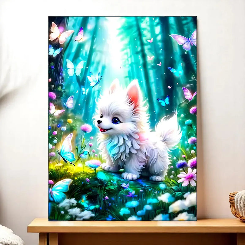 Tableau Chien Papillon illustré à la main en Anjou