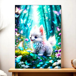 Tableau Chien Papillon illustré à la main en Anjou