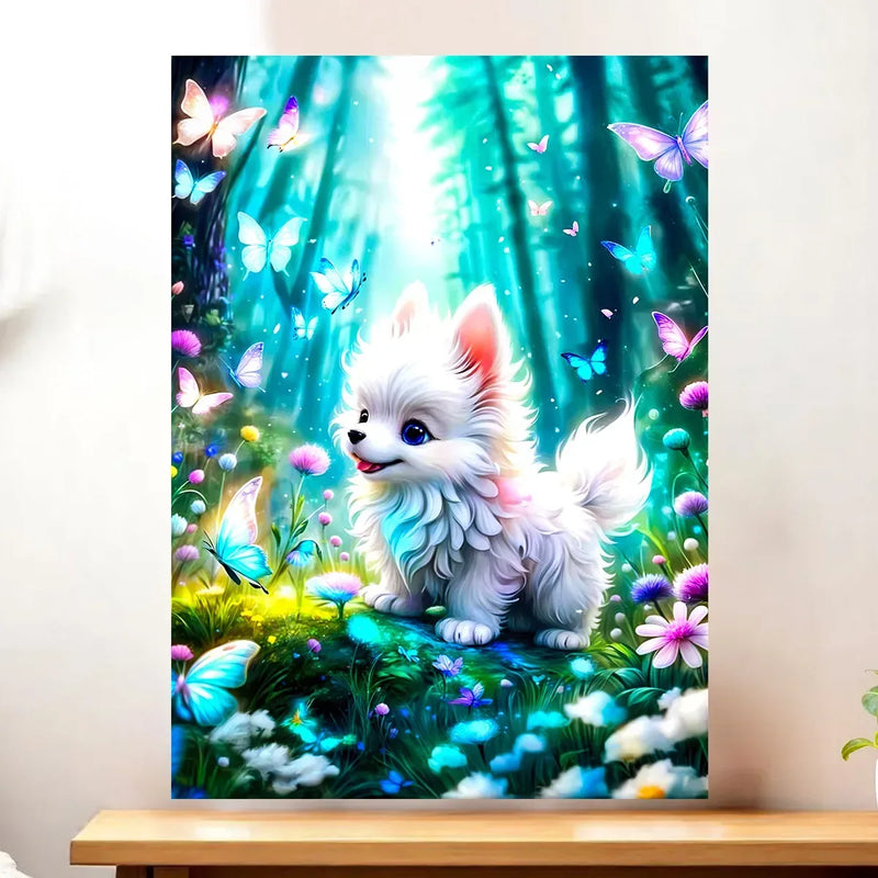 Affiche Chien Papillon illustrée à la main en Anjou