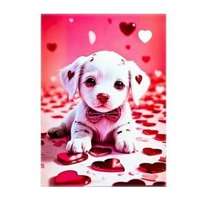 Poster Chien Coeur illustré à la main en Anjou