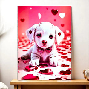 Tableau Chien Coeur illustré à la main en Anjou