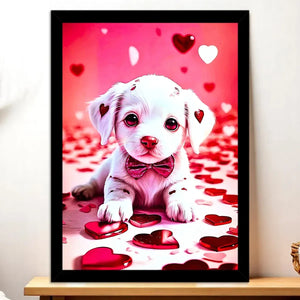 Cadre Noir Chien Coeur illustré à la main en Anjou