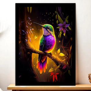Cadre Noir Colibris Violet illustré à la main en Anjou
