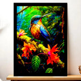Cadre Noir Colibri illustré à la main en Anjou