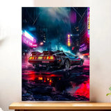 Affiche DeLorean illustrée à la main en Anjou