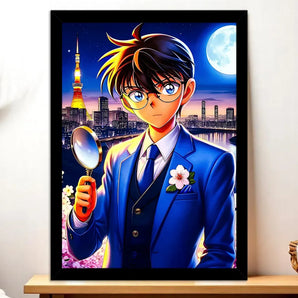 Cadre Noir Detective Conan illustré à la main en Anjou