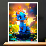Cadre Blanc Dragon Bleu