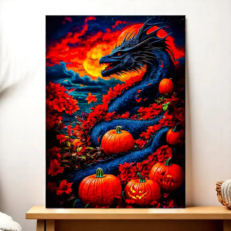 Tableau Dragon Halloween illustré à la main en Anjou