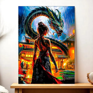 Tableau Dragon Japonais illustré à la main en Anjou