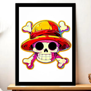 Cadre Noir Drapeau One Piece illustré à la main en Anjou